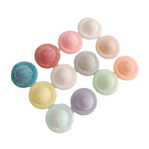 Thu nhỏ màu sắc tươi sáng búp bê hat phụ kiện ròng rọc vải DIY Top hat phụ kiện búp bê mũ màu nude 3.5cm - Product Image 1