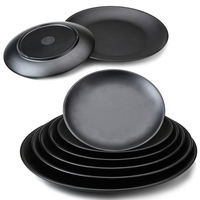 Meilleure qualité incassable noir 5 "/6"/7 "/8"/9 "/10"/11 "/12" rond 100% assiettes réutilisables en mélamine pour la fête