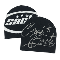Bonnet d'hiver unisexe en jacquard sans revers, imprimé avec logo personnalisé, style Y2K, camouflage, motif losanges, nœuds et lettres de dessin animé – Vente en gros
