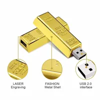 USB Flash Drive Logam Batangan Emas Terenkripsi Kustomisasi Merek OEM/ODM Baru, Chip Flash Kelas-A Bersertifikasi CE/FCC/RECH, Garansi 3 Tahun