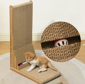 Milieuvriendelijk Enkelzijdig L-Vorm Kattenkrabbord Dat Meubels Beschermt 2 In 1 Kattenkrabkussentjes Met Balspeelgoed - Product Image 3