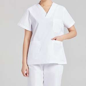 Ensemble haut + pantalon de salon de manucure avec logo personnalisé, tissu extensible dans les quatre sens, infroissable pour le personnel de salon - Product Image 1