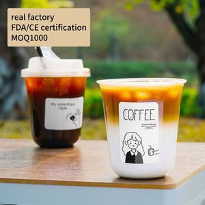 Gobelet jetable en plastique PET rond pour café et thé au lait, diamètre 89 mm, transparent, logo personnalisable pour les boissons - Product Image 1