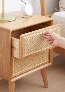 Chambre à coucher moderne en chêne clair finition marron bois et <span class=keywords><strong>rotin</strong></span> chevet à 2 tiroirs - Product Image 3