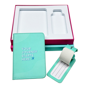 Meilleur <span class=keywords><strong>prix</strong></span> ensemble d'étiquettes à bagages et porte-passeport en cuir PU bleu uni avec logo personnalisé étiquette nominative durable pour le voyage - Product Image 3