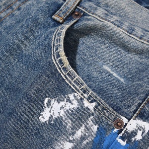 Jeans évasés déchirés en gros, streetwear pour hommes, jeans évasés vintage en patchwork - Product Image 5