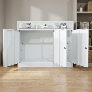 Low Steel <b>Filing</b> Cabinet Metal Factory Storage Cabinet 2-door Under Office Storage Cabinet with Key Lock Furniture - Product Image 2