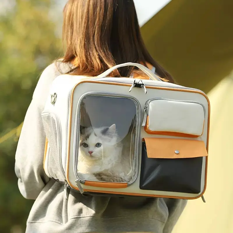 Çift Oxford taşınabilir kedi taşıyıcı sırt çantası pet köpek asma sırt çantası kediler seyahat taşıyıcı çanta