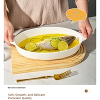 Plat de service ovale en céramique, résistant au micro-ondes, à double poignée, pour cuisson et service, plat à soupe, style moderne et minimaliste, 12,5 pouces