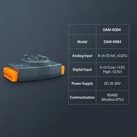 Módulo Híbrido de E/S Industrial de Grado 8-Ch AI 4-Ch DI, Colector de Datos RS485 Modbus RTU Aislado, Sensor de Voltaje y Corriente ADC de 12 Bits