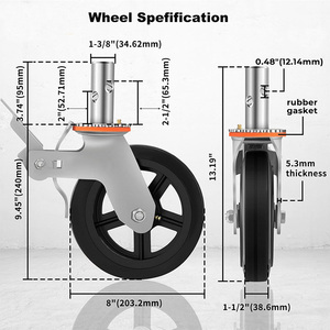 6/8 inch nặng giàn giáo Caster bánh xe cao su rắn bánh xe giàn giáo bánh xe cho giàn giáo - Product Image 6