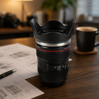 Mug en acier inoxydable en forme d'objectif d'appareil photo, tasse à café originale, vaisselle pour la maison, le bureau, cadeau promotionnel