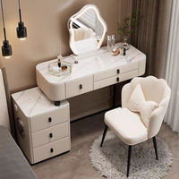 Ensemble Coiffeuse-Commode de Chambre de Style Italien avec Miroir LED Lumineux