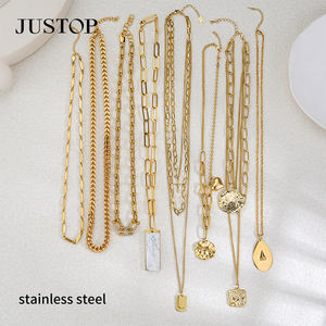 Layers <b>Long</b> Unisex OEM Wholesale Custom Stainless Steel Gold <b>Silver</b> Plating Trendy Link <b>Chain</b> Pendant <b>Necklace</b> - Product Image 5