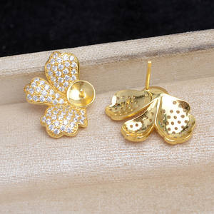 DIY Accessories 925 Silver Base Lotus Pendant Empty Holder 11-12mm <b>Concealer</b> Holder 14-15 Ring JG5898 for Pearl Earrings - Product Image 3