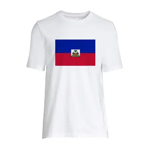 2024 National Haitian Flag Clothing Custom Size O-Neck Haitian Flag T Shirts