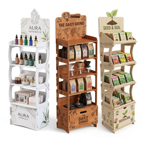 Support d'affichage en bois personnalisé pour les produits, idéal pour les épiceries bio, les fermes, les supermarchés et les boutiques spécialisées en cadeaux.