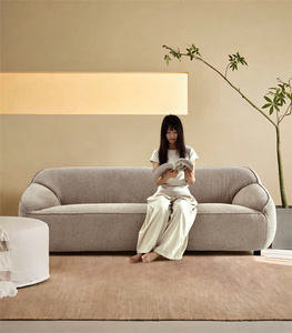 Sofá de lujo para el hogar, sofá gris de algodón y lino, asiento de amor, sofás de tres asientos con mechones para sala de estar con decoración de patas de acero inoxidable - Product Image 2