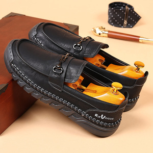 รองเท้าโลฟเฟอร์หนังแบบสวมสำหรับผู้ชาย พื้นนุ่ม สไตล์ลำลอง สีน้ำตาล สำหรับวัยรุ่น - Product Image 4