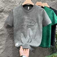 T-shirt pour homme personnalisé vintage haute couture, tissu tricoté 280g, coupe courte ample, grande taille, tee-shirt gaufré avec logo imprimé