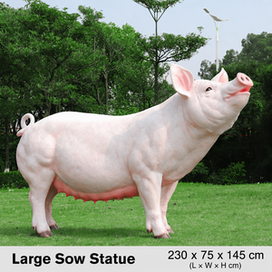 Statue de cochon en résine et fibre de verre prête à être expédiée, peinte à la main, mignonne, pour la décoration extérieure de la ferme, du jardin, de la terrasse et de la cour. - Product Image 4