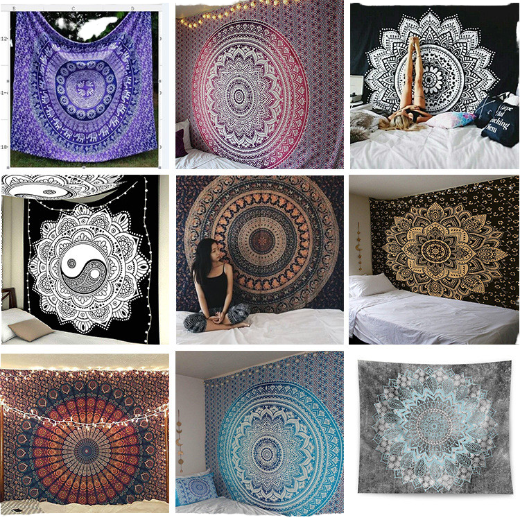 Hand Printed 100 Polyester Woven Tapestry