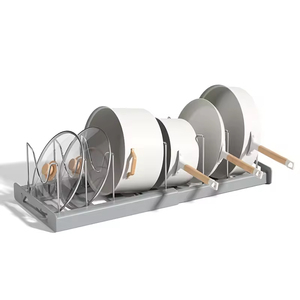 Escurridor de Platos Extensible y Fijo <span class=keywords><strong>para</strong></span> Encimera, Organizador de Tapas de Ollas, Armario de Almacenamiento de Cocina de un Solo Nivel, Ecológico, con Recubrimiento en Polvo - Product Image 6
