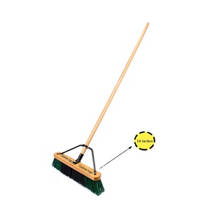 Flair Factory - Escoba <span class=keywords><strong>de</strong></span> <span class=keywords><strong>madera</strong></span> resistente con mango largo <span class=keywords><strong>de</strong></span> 18-24 pulgadas y recogedor para terraza, entrada, garaje, patio y hogar - Product Image 2