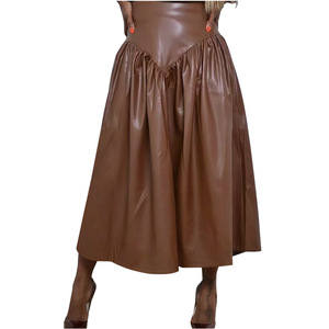 Plus Size Women's PU Leather Pocket Long <strong>Skirt</strong> - Product Image 4