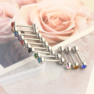 <span class=keywords><strong>Piercing</strong></span> de Acero Inoxidable para Lengua y Pezón, Barra con Anillo, Retenedor de 14g y 16mm, 12 Colores a Elegir, Lengua Recta - Product Image 5