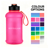 Bouteille d'eau portable en plastique PETG noir mat de 600 ml avec sangle pour la gym – Vente en gros