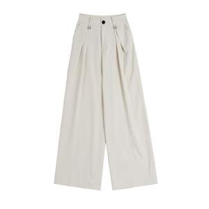 <span class=keywords><strong>Pantaloni</strong></span> a gamba larga pieghettati pieghevoli da donna tuta ampia a vita alta elegante da ufficio da donna adatta <span class=keywords><strong>con</strong></span> tasche <span class=keywords><strong>pantaloni</strong></span> abbottonati - Product Image 3