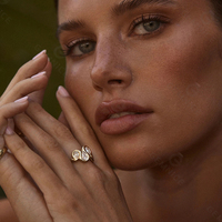 Gemnel Nouveauté Bague en or 18 carats avec diamant en forme de goutte d'eau inversée pour femmes