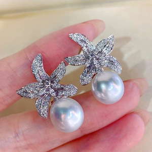 Orecchini a Cerchio con Perle e Stelle Marine per Donne, Stile Principessa, Eleganti Accessori per Orecchie da Indossare Quotidianamente - Product Image 1