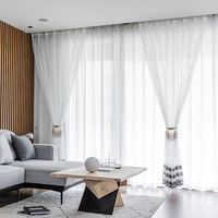 Nouvelle fantaisie turque moderne blanc marine transparent brodé rideaux de maison prêts à l'emploi pour la chambre