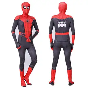 New Design Halloween Carnival SpiderMan No Way Home Cosplay Black Zentai Jumpsuit Spiderman Costume for Kids with Face Mask