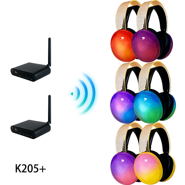 500M Long Range 3-Channel Silent Disco Headphones HiFi Stereo Wireless Earphones 12H Playtime One to Many RF Headset for Event