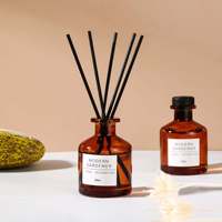 Bouteille de bâtons de parfum d'aromathérapie en verre 150ml 200ml 250ml Bouteille de diffuseur d'arôme de roseau en verre vide ambré de luxe personnalisée