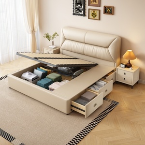 Caja de madera de lujo de fábrica de China, muebles de dormitorio, camas suaves con funda, Marco King Siz, conjunto de cuero, diseño de almacenamiento - Product Image 3