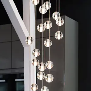 Lustre de cristal redondo com anéis de led, lustre circular de vidro para jardim, novo design