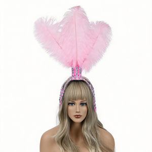 Pièces de cheveux personnalisées en plumes d'autruche pour fêtes à thème, enterrement de vie de jeune fille, mariages et festivals – Bijoux de cheveux élégants avec strass - Product Image 2