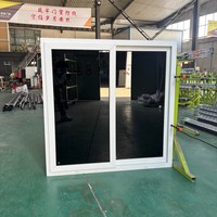 Fenêtre coulissante horizontale en PVC pour marché africain, verre trempé noir, moustiquaire magnétique intégrée avec rideau suspendu