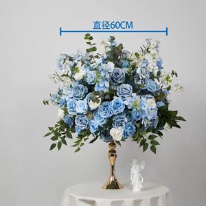 Bola de Flores de Seda Azul de 60cm al por Mayor, Decoración Floral Artificial para Mesa de Boda, Centro de Mesa para Recepciones y Banquetes - Product Image 3