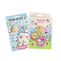 Pansements Adhésifs Mignons à Motifs de Dessins Animés, Autocollants Portables pour Plaies, Boîte à Motifs de Chiots Style Doodle, Respirants, Usage Domestique, Décoratifs, Rose, Bleu, Vert, pour Enfants