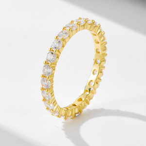 Bộ nhẫn trang sức cao cấp bán buôn, nhẫn bạc 925 mạ vàng 14k, đính đá zircon lớn, nhẫn đính hôn/cưới dành cho nữ - Product Image 4