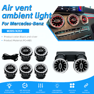 Luce Ambientale LED per Interni Auto, 64 Colori, per Bocchette d'Aria Anteriori e Posteriori, Compatibile con Mercedes Benz Classe C W205 GLC <span class=keywords><strong>X253</strong></span> - Product Image 1