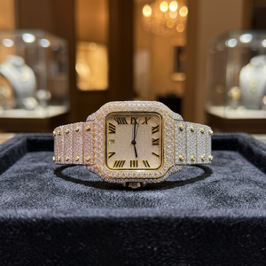 Montre-bracelet mécanique de luxe classique pour homme, sertie de diamants et de moissanite, boîtier carré en acier inoxydable, affichage analogique - Product Image 3
