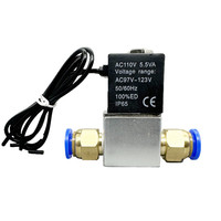 Vanne solénoïde pneumatique à deux voies normalement fermée, connecteur rapide 12V-220V 1/4\" pour applications CNC air/gaz