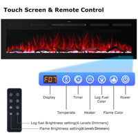 Cheminée électrique Luxstar murale encastrable, tailles 42"-74", contrôle intelligent par application/Alexa, usage hôtelier et domestique, LED, métal, version anglaise