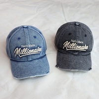 Casquettes de baseball vintage streetwear à visière incurvée pour hommes et femmes, en denim délavé, avec logo brodé personnalisé, design tendance, 6 panneaux, effet usé